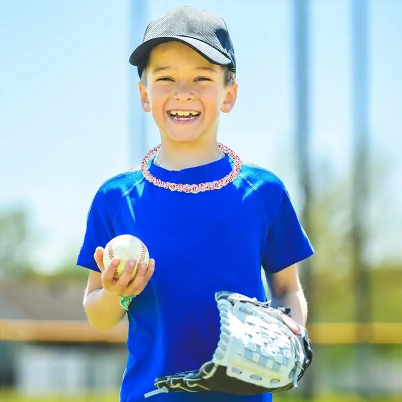 Braided Baseball Necklace Handmade Braided Rope Necklace Portable Sports For Field Hockey Soccer Softball Basketball