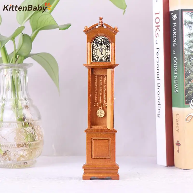 1:12 Dollhouse Miniature Wood Wall Clock Play Doll House Miniaturas Home Decor Accessories Toy Pretend Play Furniture Toy 5