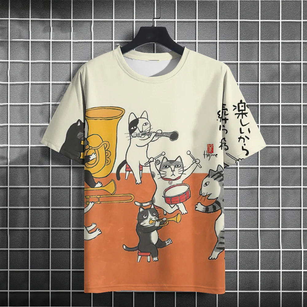 Funny Cat 3D Print Unisex T Shirt Short Sleeve Oversized Tee
