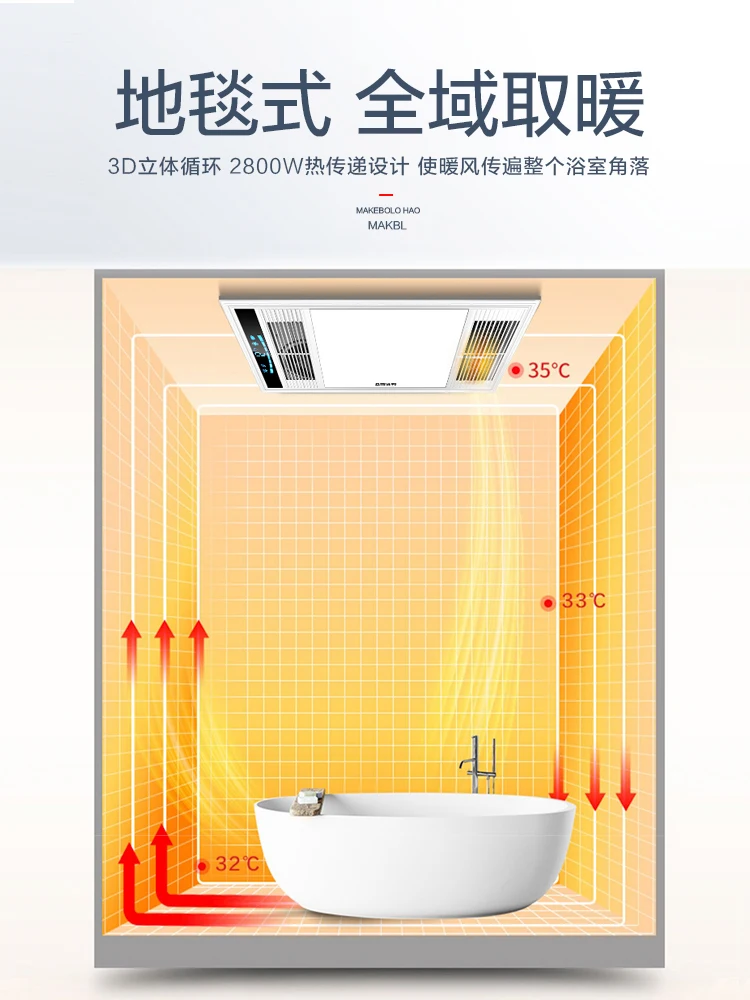 Heating + ventilation + lighting 3 in one integrated ceiling bath heater  exhaust fan lighting integrated bathroom heater 220v - AliExpress