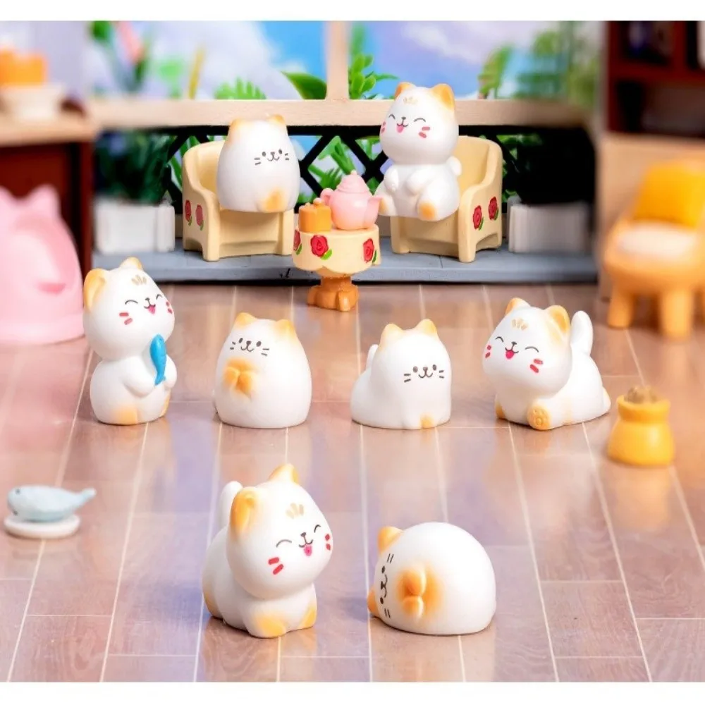 Charming DIY Cartoon Cat Resin Figurine - Kawaii Animal Home Decor Ornament
