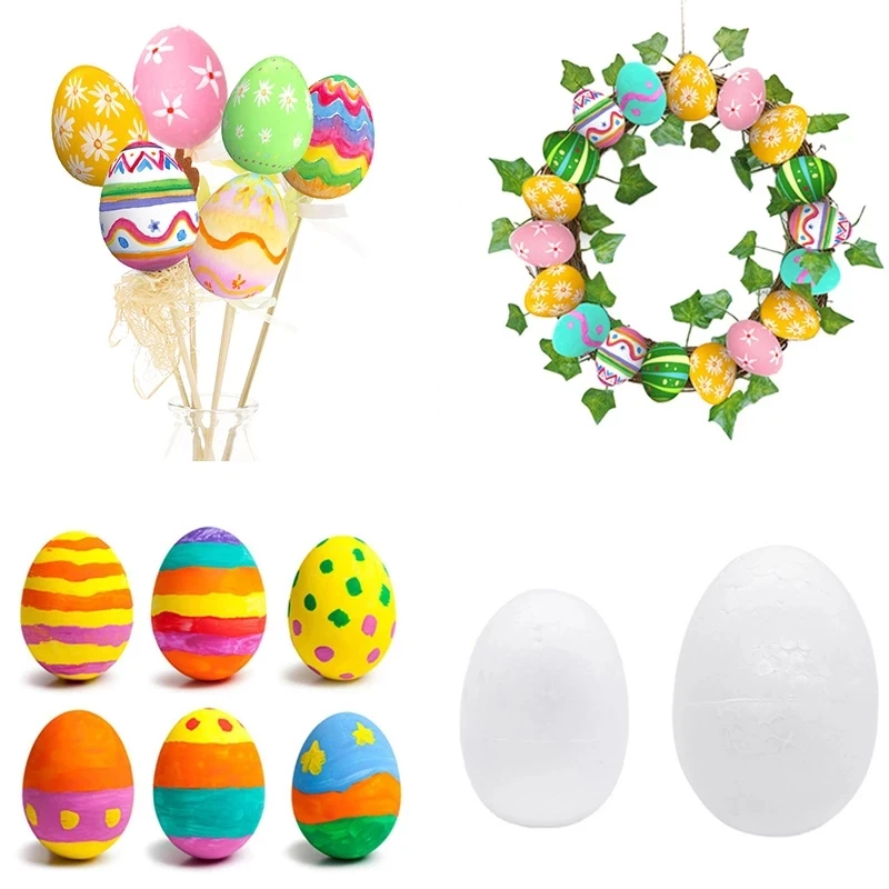Oshhni Uova di schiuma Uova di Pasqua Palline vuote Uova di polistirolo bianche non verniciate Uova finte per ornamenti di Halloween Decorazioni per