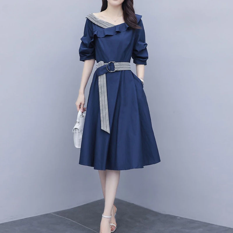 

Fashion Empire Solid Color Cascading Ruffle Half Sleeve A-LINE Dresses Summer Belt Popularity Women Clothing 2024 R297