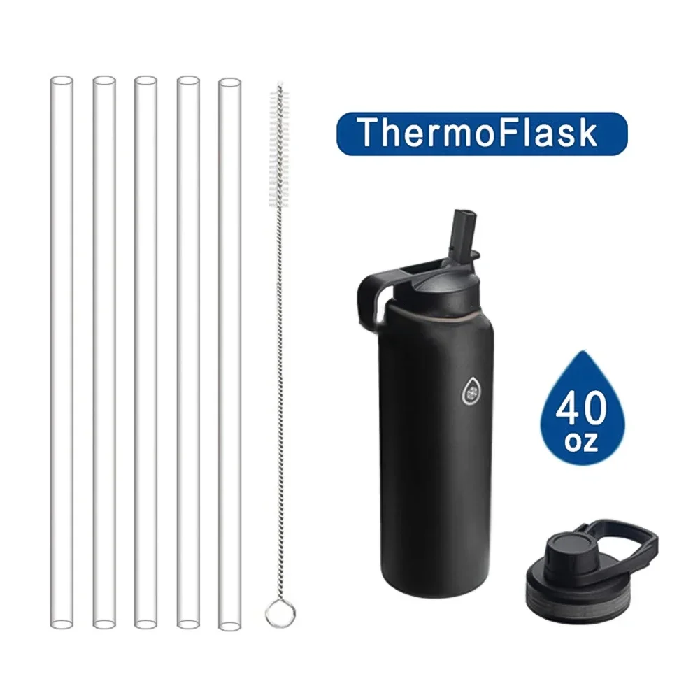Transparent Replacement Water Cup Straw for 40oz Durable and Food Grade Tritan Material 5 Straws Plus Brush