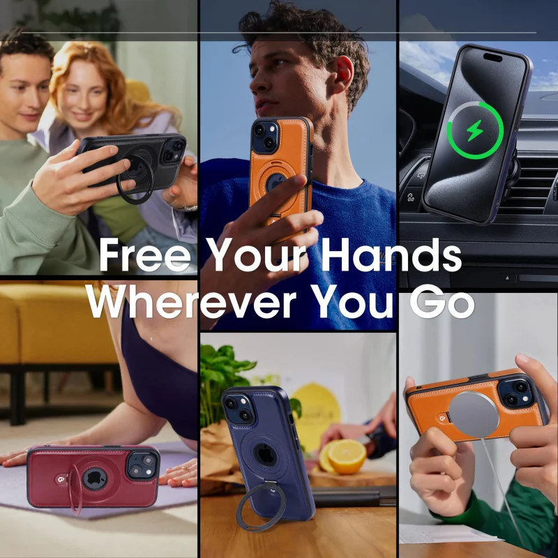 High Grade Leather Case for Iphone 15 14 13 12 Pro Max Magnetic Stem Business Leather Case Iphone 14 Drop Protection Case