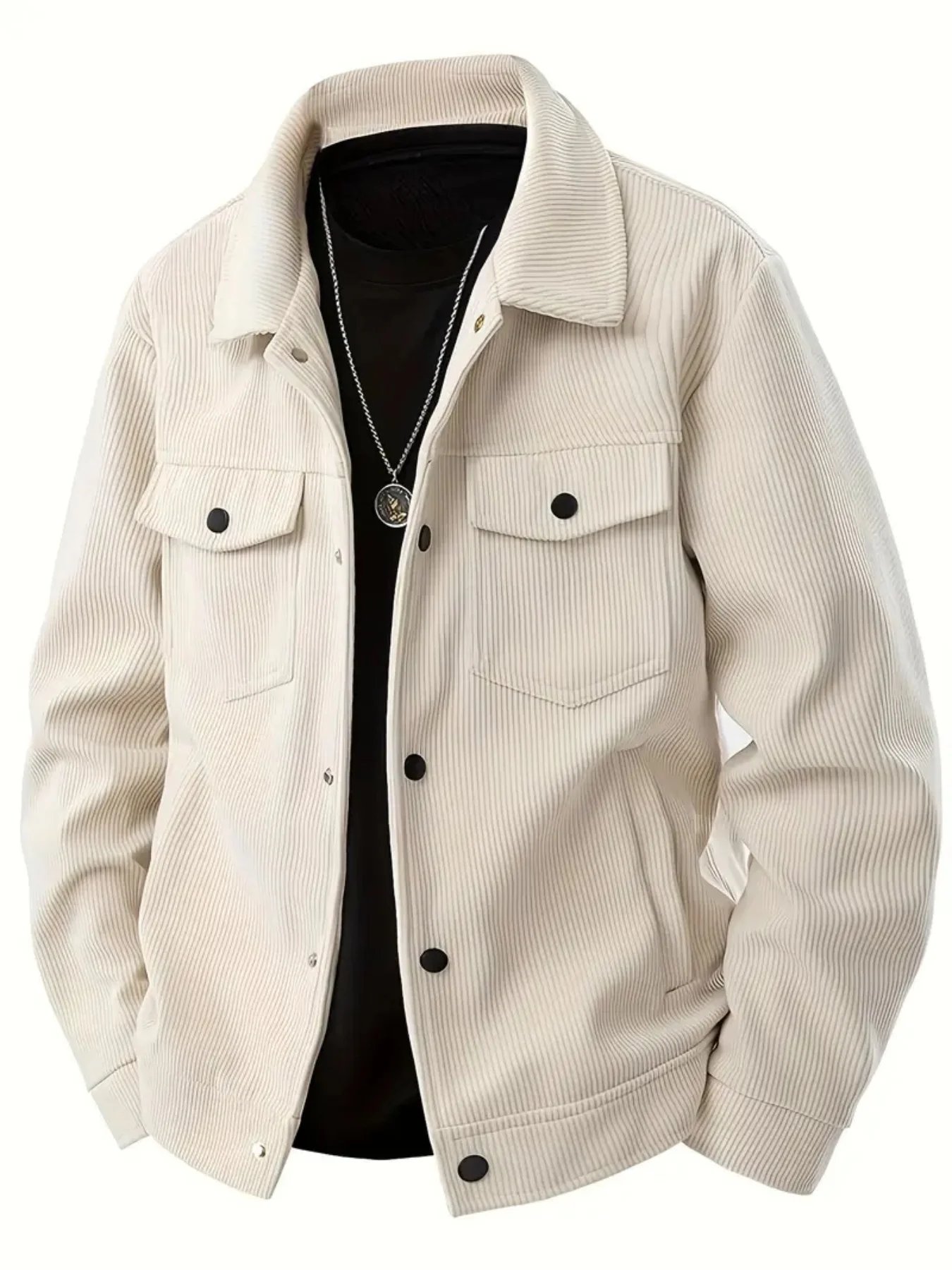 La nouvelle veste d'automne en velours côtelé pour hommes avec un revers, un manteau ample tendance de style japonais, 2025 1 La nouvelle veste d'automne en velours côtelé pour hommes avec un revers, un manteau ample tendance de style japonais, 2025 1