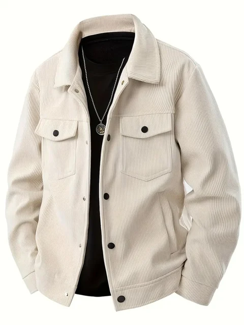 La nouvelle veste d'automne en velours côtelé pour hommes avec un revers, un manteau ample tendance de style japonais, 2025 1