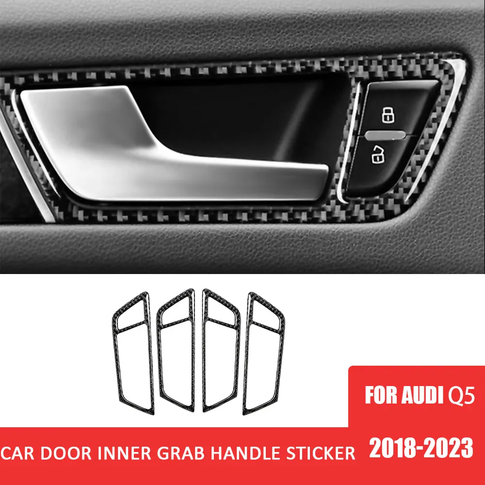 

Car Door Inner Grab Handle Trim Sticker Carbon Fiber Decoration Cover for Audi Q5 2018-2023 Auto Interior Styling Accessories