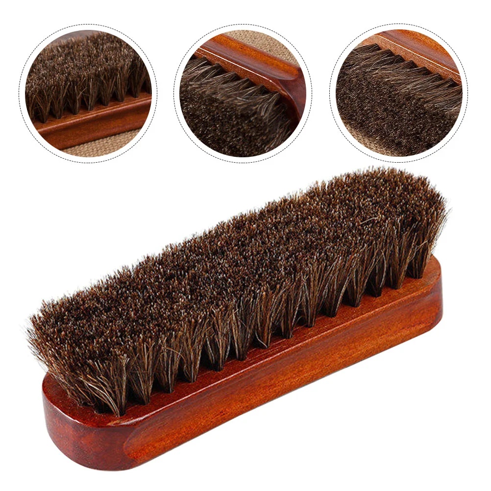 

Wooden Handle Horse Hair Brush Shoes Shining Buffing Cleaning Brush Convenient Shoe Polishing Brush