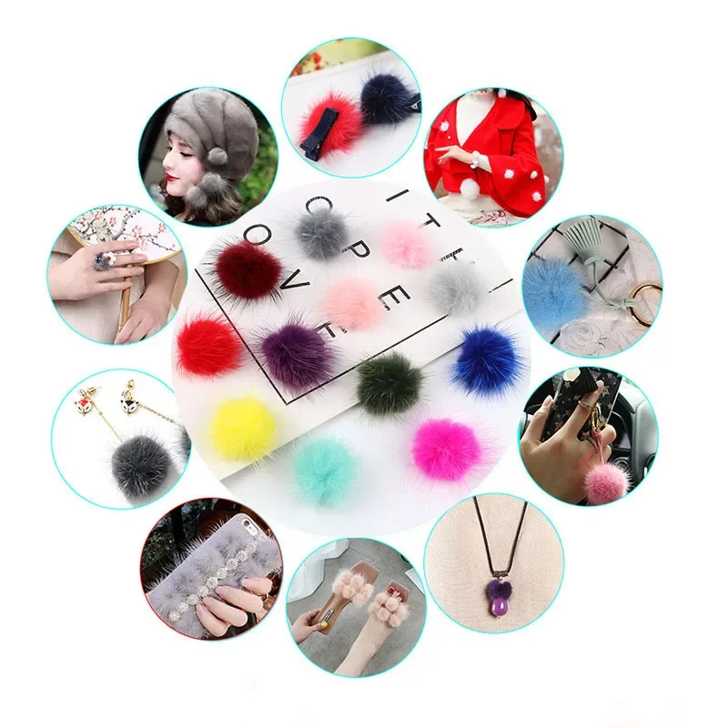25mm 30mm 40mm Mink Fur Pompons Flutty Real Fur Ball Pompoms Many Colours Diy Pom Pom for Sewing on Knitted Keychain Scarf Decor pom poms craft supplies fluffy ball accessories