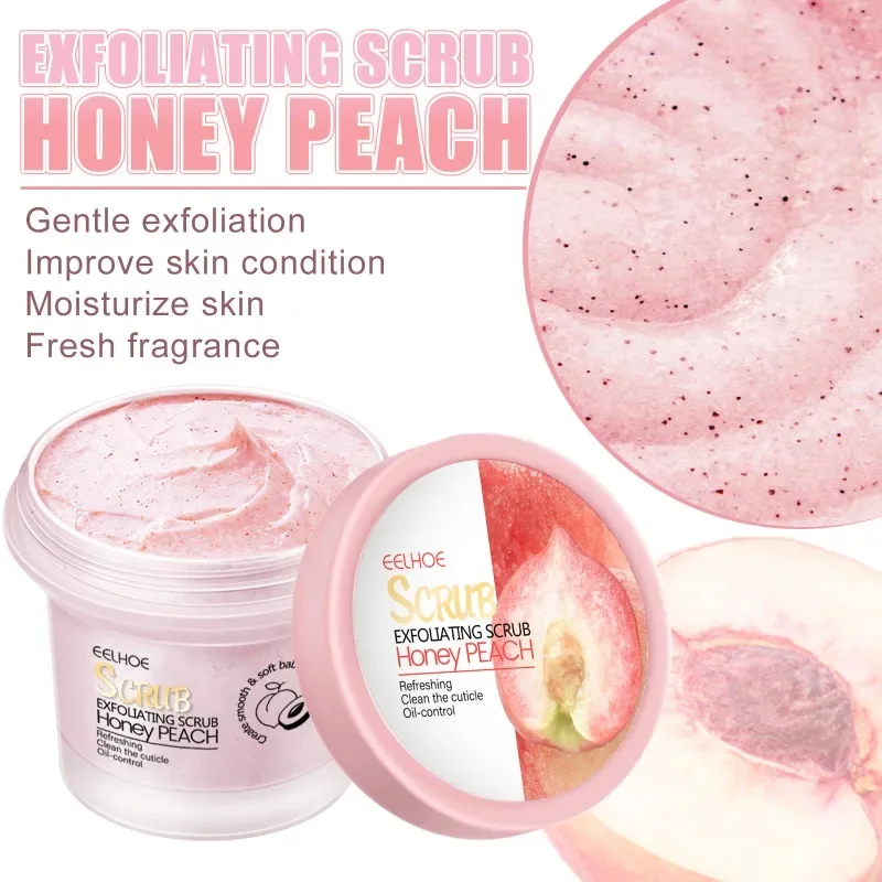 Peach Body Scrub Deep Cleaning Exfoliation removal Chicken Skin Melanin fade Repair whitening brighten Care cream peeling scrubs 3