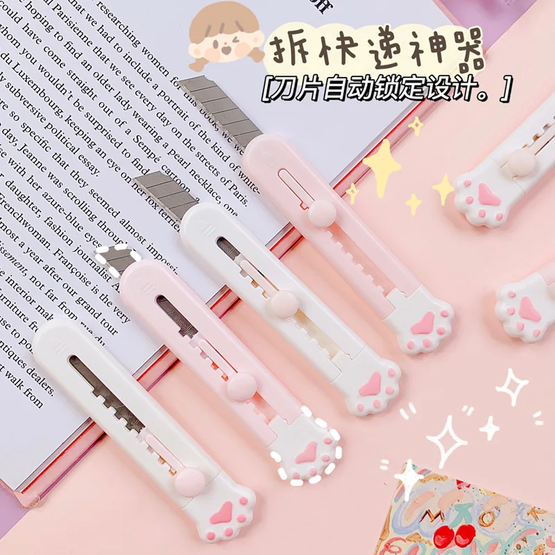 Mini Box Cutter Cartoon Cute Girly Cat Paw Clouds Cutter Letter Envelope Opener Mail Knife Supplies Scrapbooking Tools utility knife mail opener