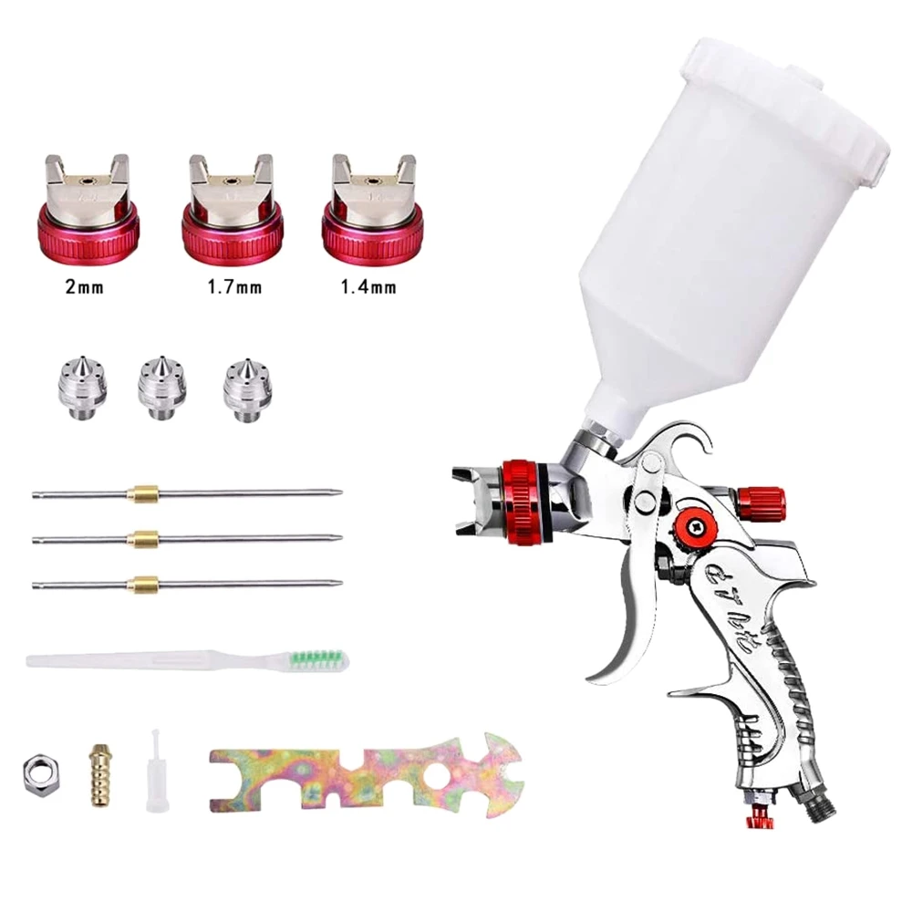 

2008HVLP гравитационная подача краски для автомобиля пневматический пистолет 3 сопла 1,4/1,7/2 мм размер сопла см3