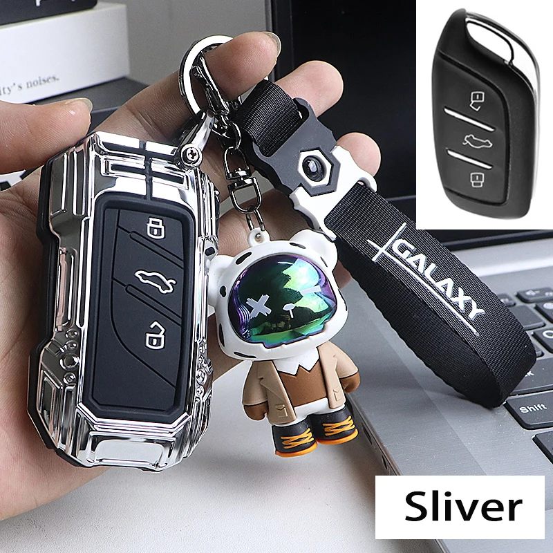 KUNIO Sleutelhoes geschikt voor MG ZS EV MG4 MG6 MG5 EZS HS EHS ZX GT autosleutelhoes geschikt voor Roewe RX5 i6 i5 RX3 RX8 ERX5 TPU sleutelcover sleutelhanger sleuteletui, zilver., Nur keyless