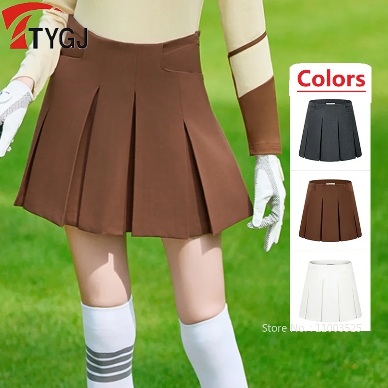 TTYGJ Korean Version Golf Clothing Women Academy Style Short Skirt High Waist Ladies Pleated Skirt Vintage Casual Golf Skorts
