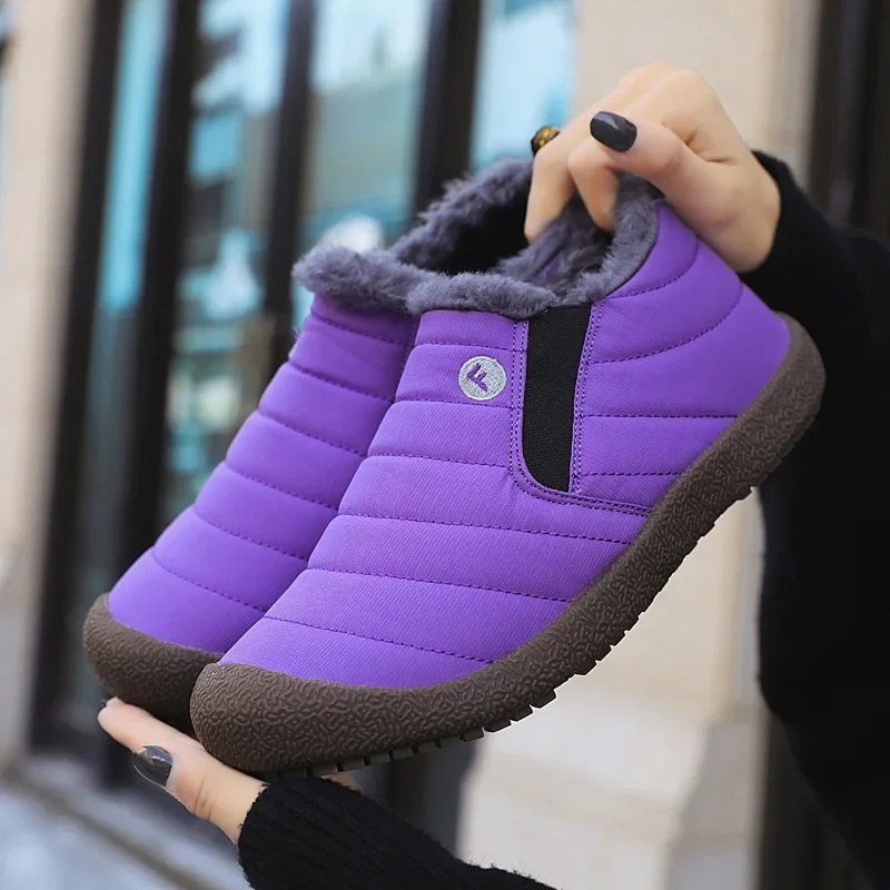Cotton Shoes for Men 2025 Couple Winter Shoes Warm Thicken Wool Ankle Boots Non-slip Snow Boots Plus Size Waterproof Work Shoes 3