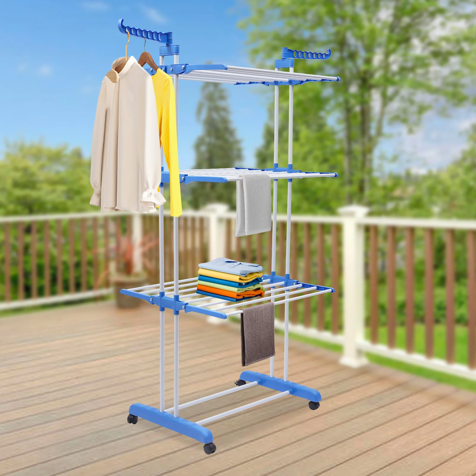 

4 Tier Foldable Clothes Drying Rack Stand Airer Laundry Folding Rolling Dryer Hanger Clothes Organizer Washing Drier Line Home