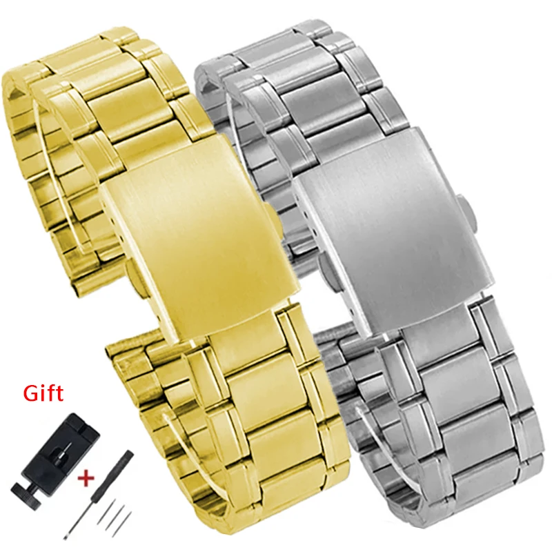 Universal Stainless Steel Metal Watch Band with Folding Buckle