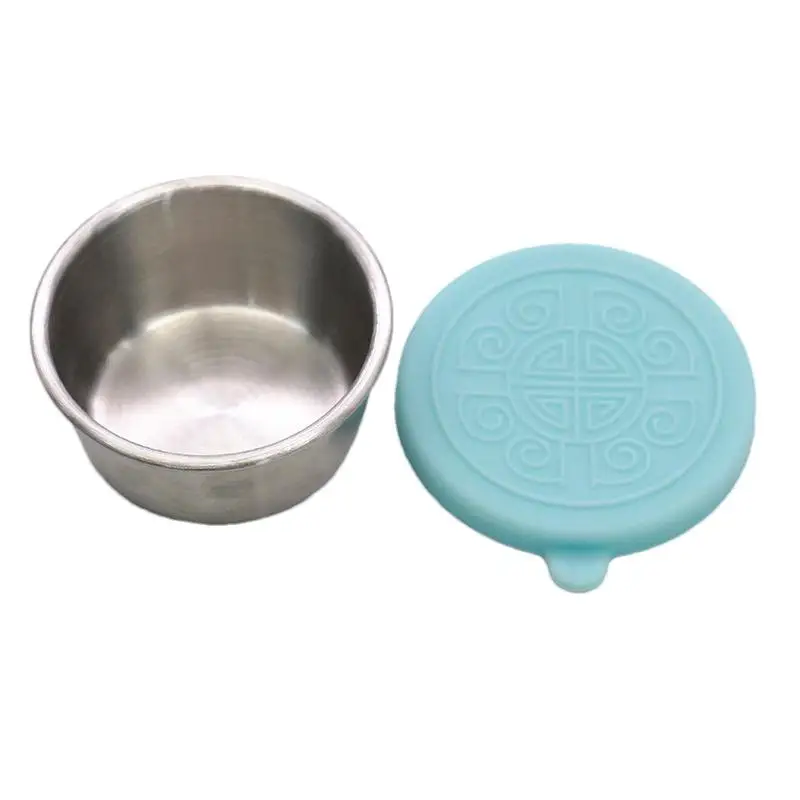 304 Stainless Steel Food Grade Seasoning Bowl with Silicone Lid Home Kitchen Mini Sauce Bowl Picnic Portable Seasoning Box 4