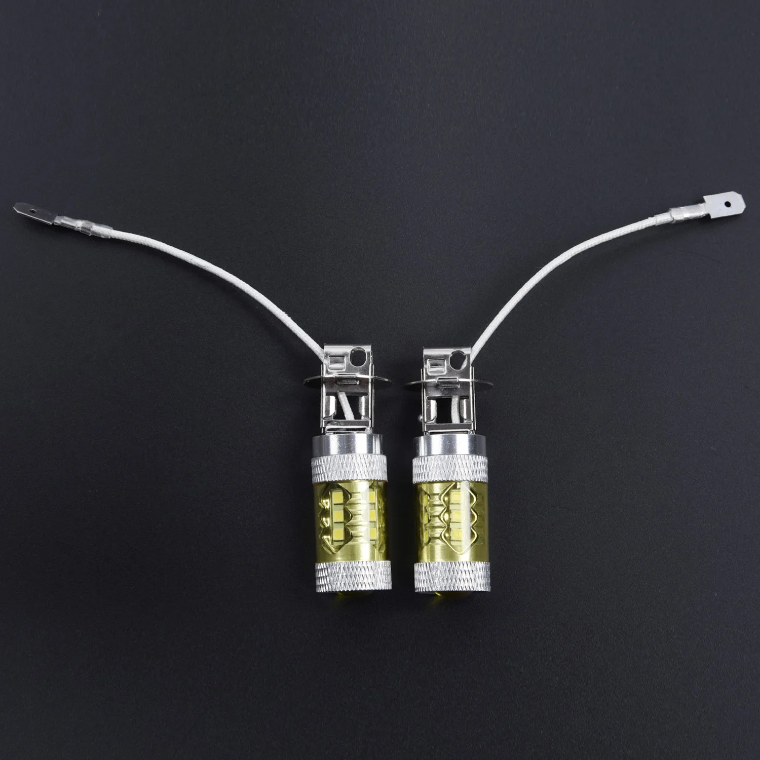 고휘도 LED 자동차 안개등 전구, 노란색 고출력 트럭 1500lm H3 80W 16SMD 저전력 소비 및 저열, 12-24V, 2 개 세트