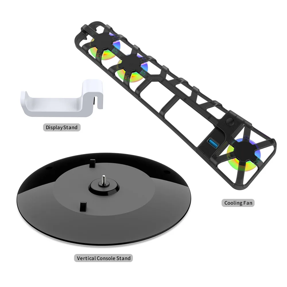 For PS5 3 in 1 Cooling Fan Playstation 5 Host Holder Hesdest Hook Game Accessories Set Cooler With LED Light Cooling Station