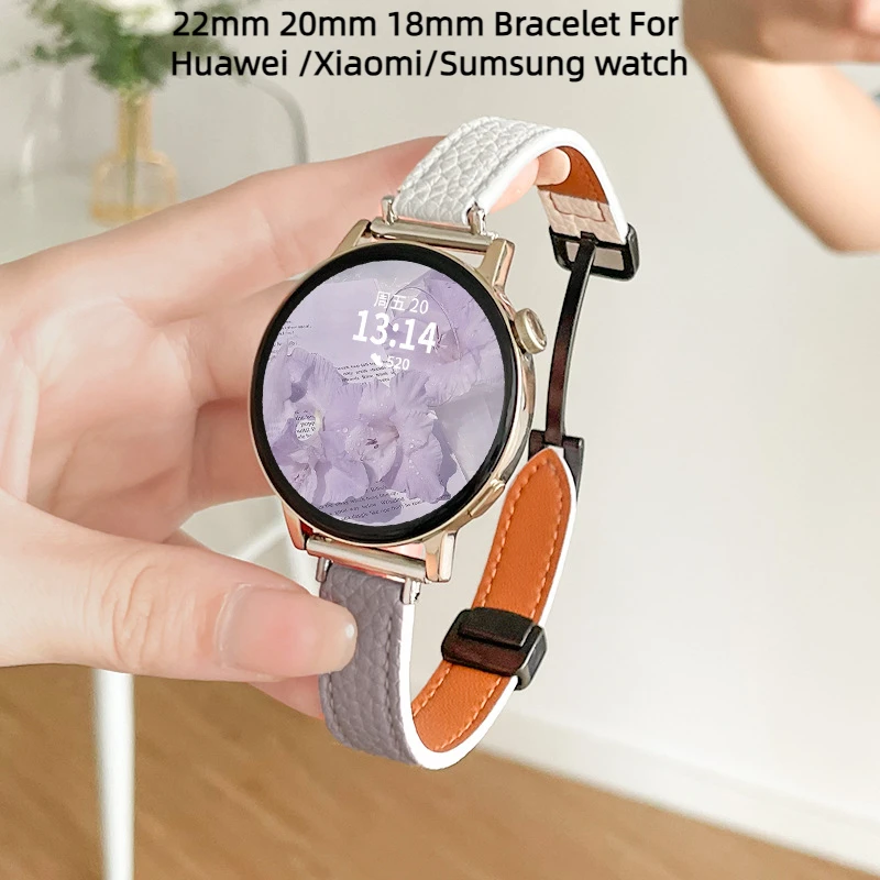 

Cow Leather Strap For Xiaomi watch S3 S2 S1 Magnetic Watchband for Huawei Watch GT4 GT3 pro GT2 22mm 20mm Bracelet Sport Wrist