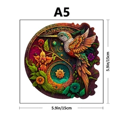 Colorful Hummingbird Wooden Jigsaw Puzzle - Challenging Stress Relief (977-A5)