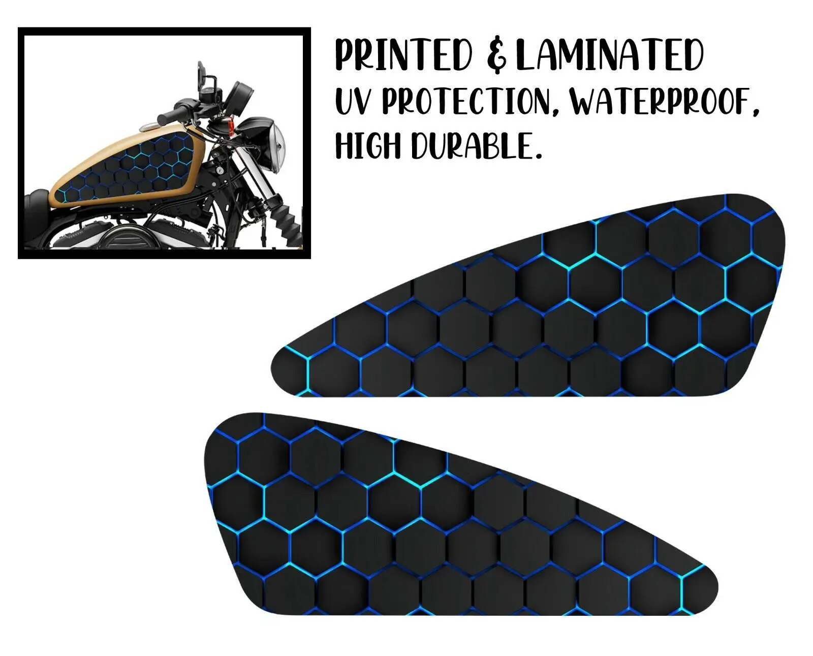 

For Motorcycle tank sticker / skin black patern decals 2pcs Fits For Most Motorcycle