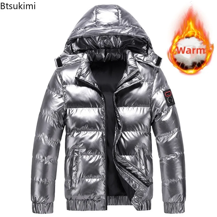 Men's Parkas Winter Jacket Mens Stand Collar Fashion New WarmThickened Hooded Waterproof Puffer Jacket Solid Casual Streetwear - 2