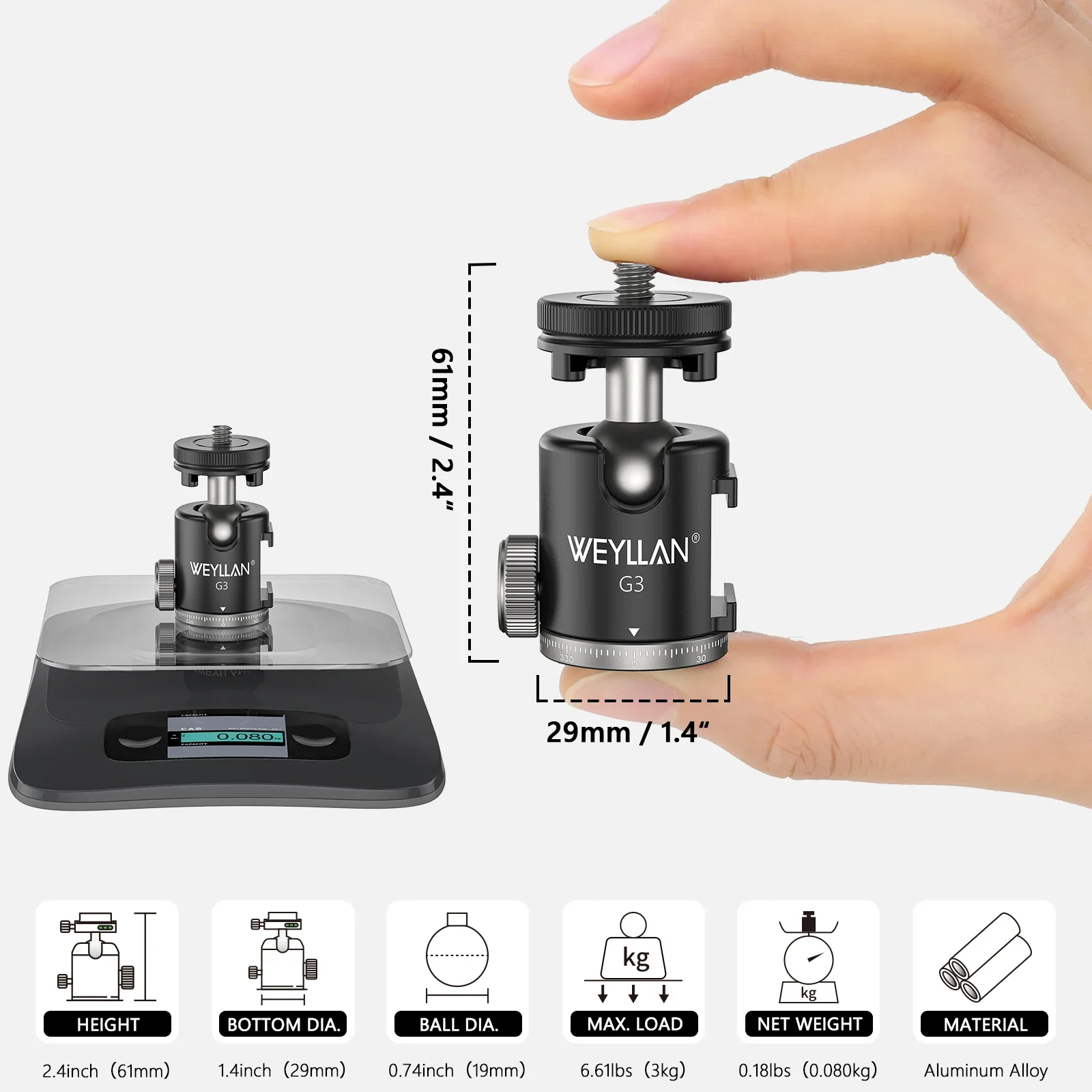 Camera Mini Ball Head 360 Swivel Head Tripod Ball Head Phone Stand Smaling Monop