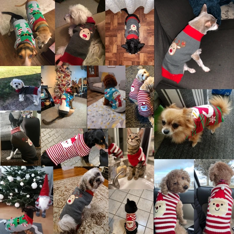 Vestiti caldi per animali domestici per cani di piccola taglia maglione invernale per cani abbigliamento per animali domestici di natale cappotto in Costume lavorato a maglia vestiti a righe per cartoni animati