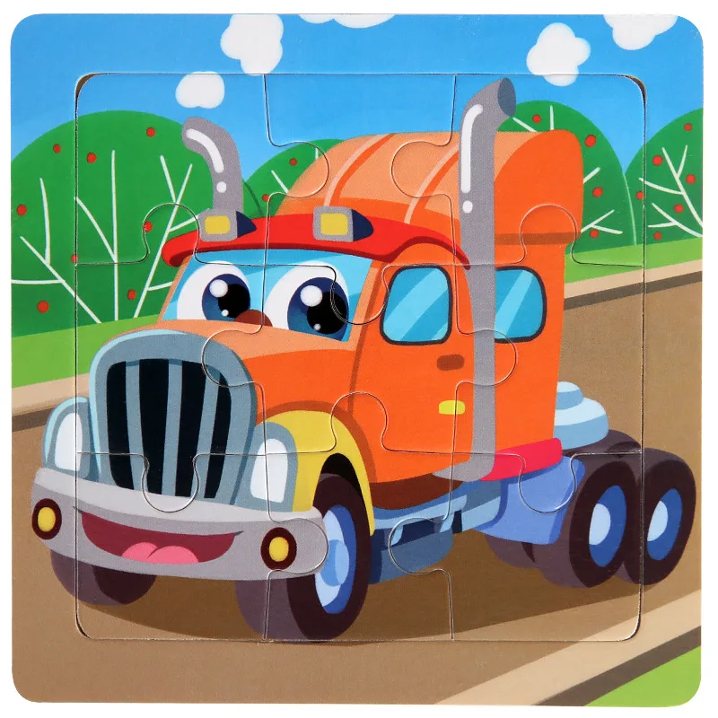 Children's Educational Wooden 3D Puzzle - Cartoon Animal & Traffic Themed