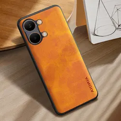 Luxury Vintage Leather Skin Phone Case Cover - Poco X8 Pro Max (Orange)