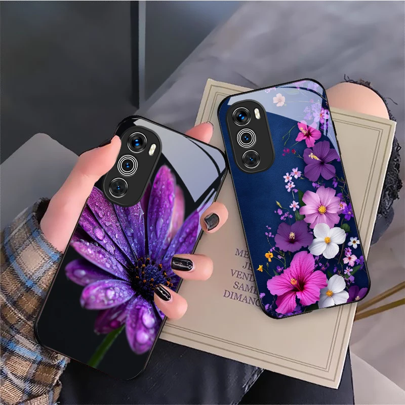 Purple Rose Flowers Glass Phone Case