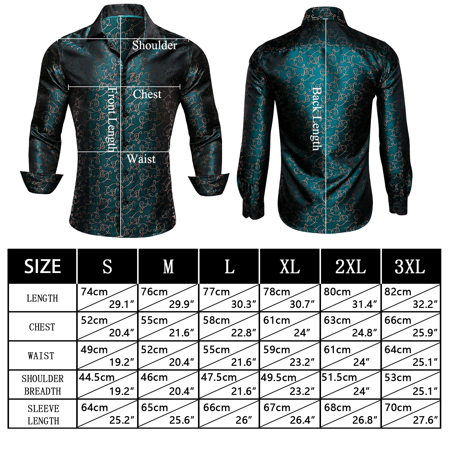Barry.Wang Luxury Silk Mens Shirts Jacquard Floral Long Sleeve Formal Casual Breathable Male Blouses Wedding Business Prom Gift