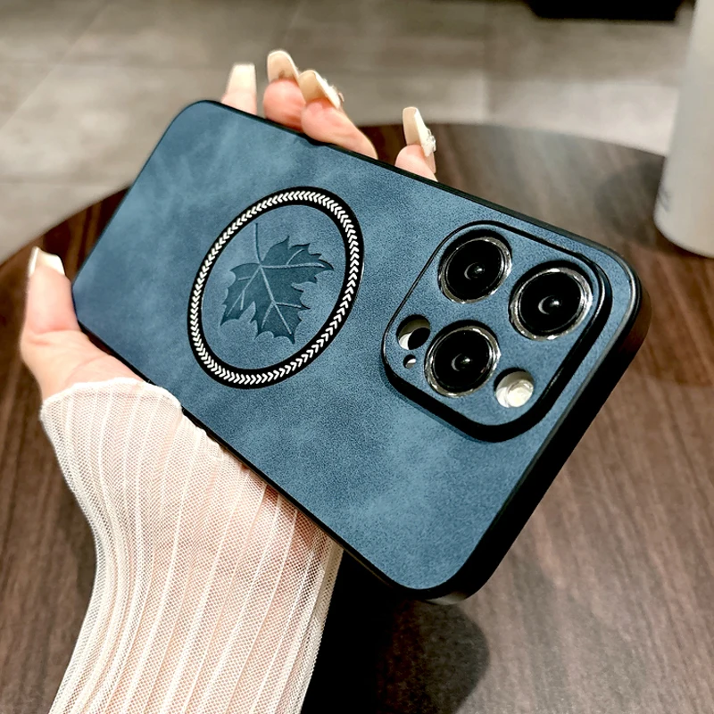 Retro Leather Phone Case With Magsafe Wireless Charging Support_voghion.com