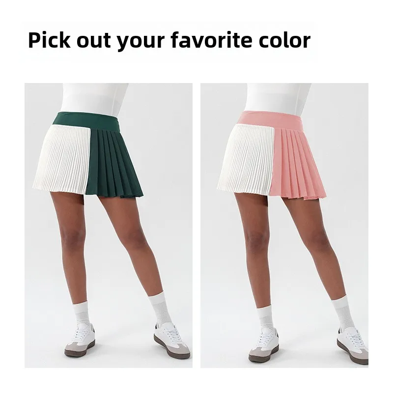 New Spring And Summer New Contrast Color Yoga Skirts Tight Stretch Golf Tennis Skirt Anti-exposure Running Sports Short