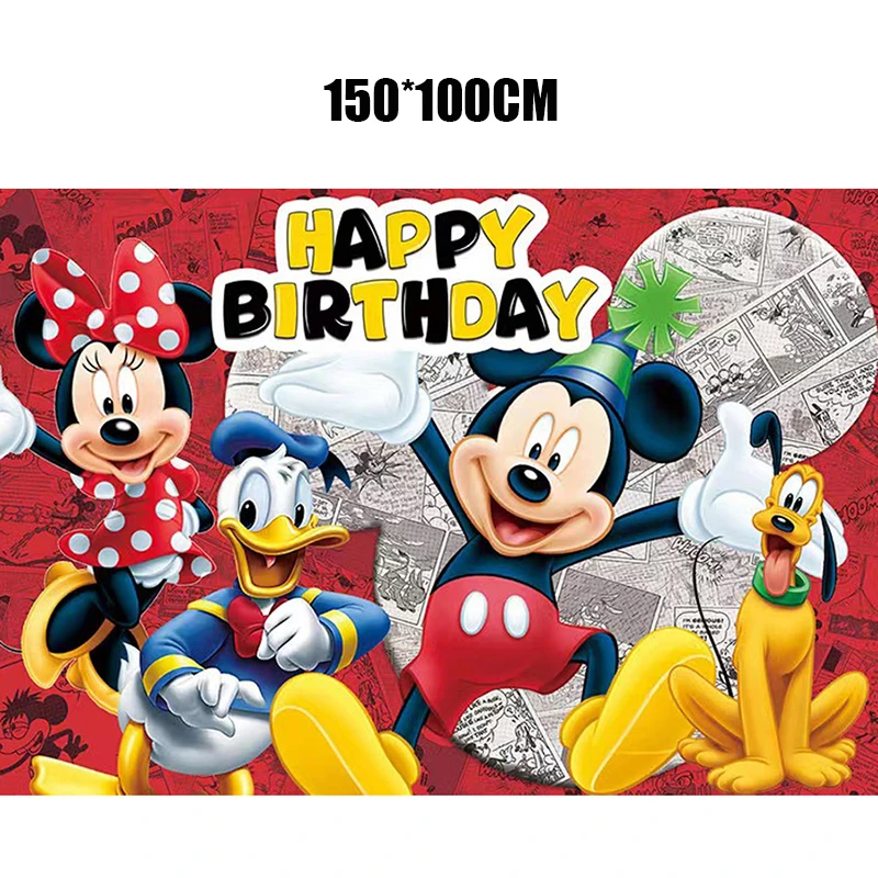 thumbnail image 1 of Suministros para decoraciones de fiesta de cumpleaños de Mickey Mouse de Disney, platos de papel, vasos, servilletas, globos, bricolaje, eventos, baby shower para niños, 1 of 4