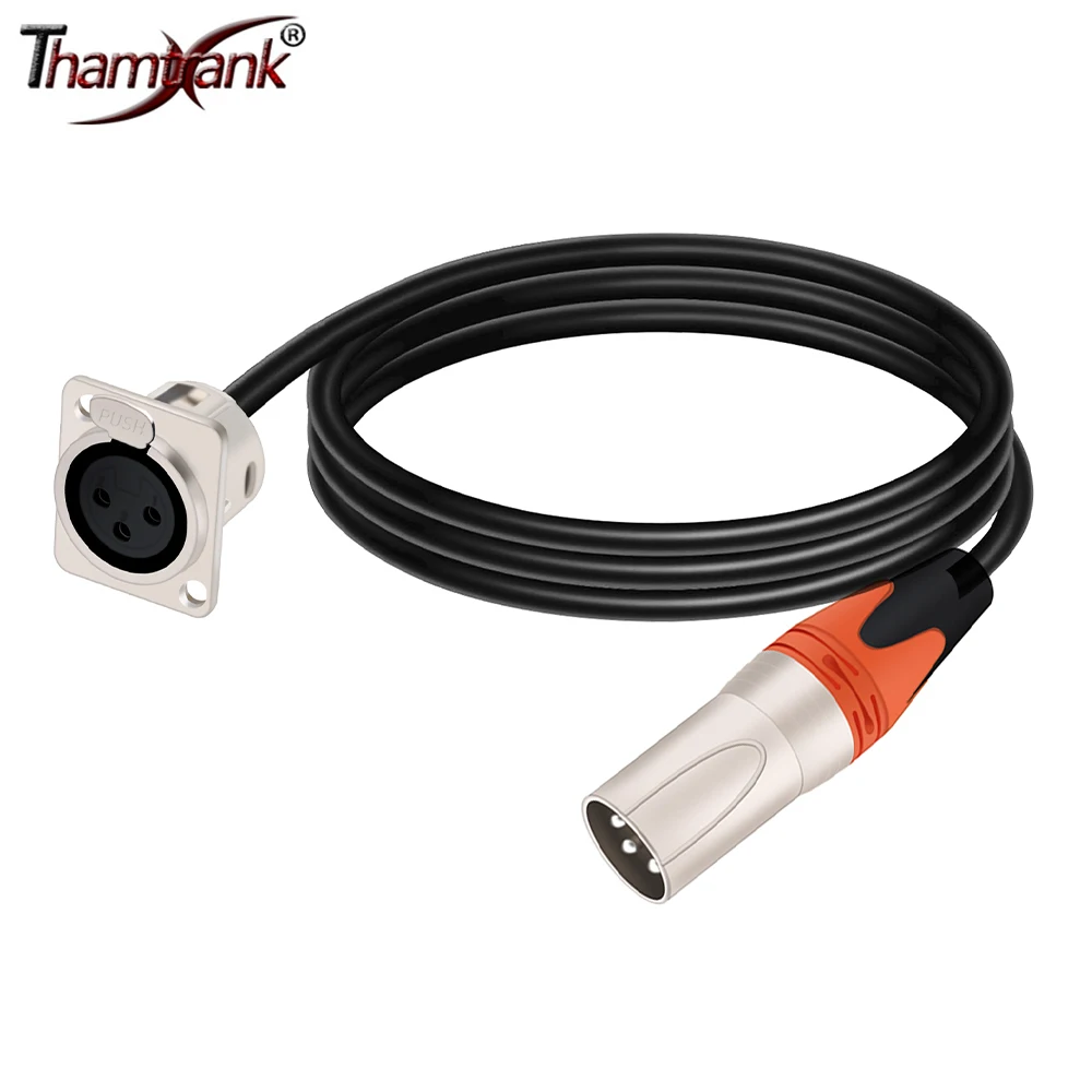 Zinc Alloy Shell D Type 3Pins XLR Female Panel Mount MIC Socket to 3Pins XLR Male Plug Audio Extension Cable