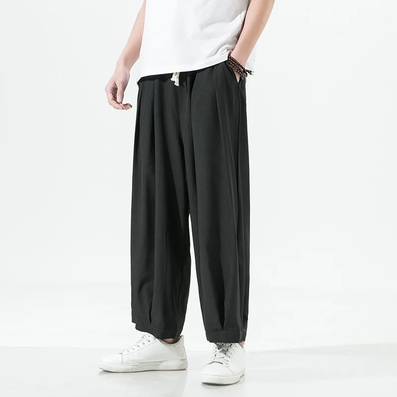 spring summer men harem yoga pants sweatpants kimono wide leg ice silk baggy running jogger fitness gym workout casual pant