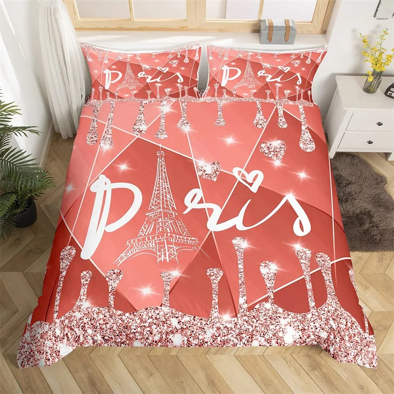Eiffel Tower Duvet Cover Set Single Twin King For Kids Girl Teen Room