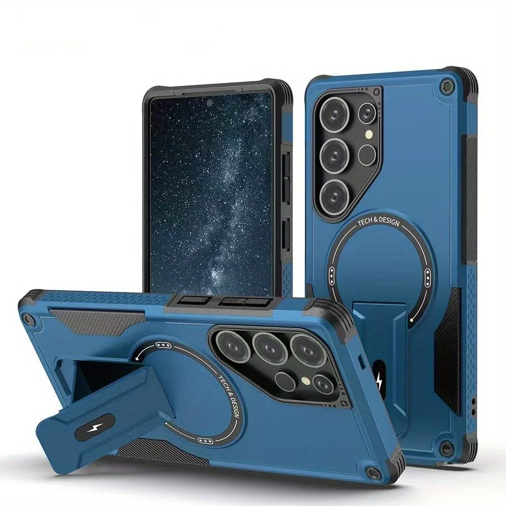 Magnetic Armor Fold Stand Phone Case with Enhanced Protection