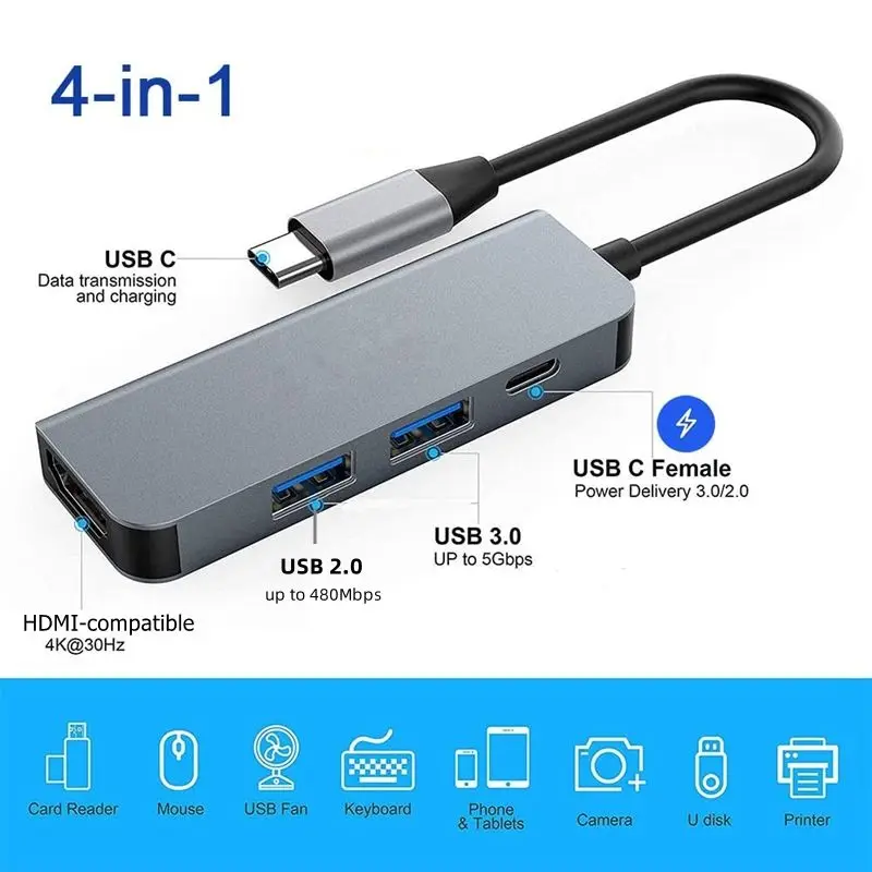 รูปสินค้า USB-C 4K HDMI Hub ชาร์จเร็ว PD สำหรับ Macbook iPad Samsung
