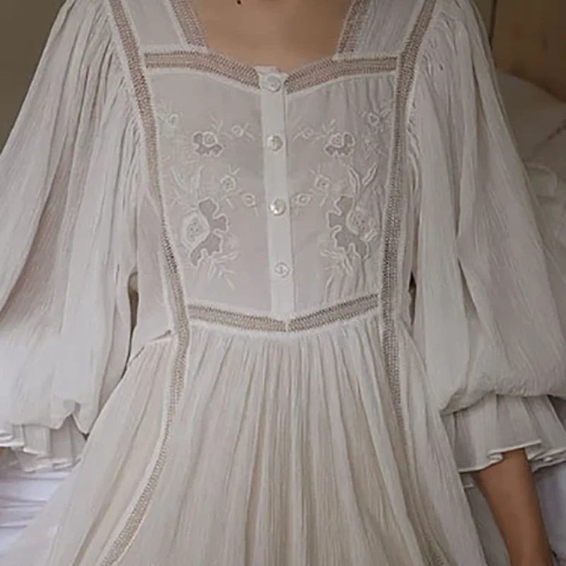 Victorian Ruffles Nightgown Women, Cotton Long Dress, Sweet Nightgown, Sweet Princess Style, Soft Comfort Vintage Princess Style