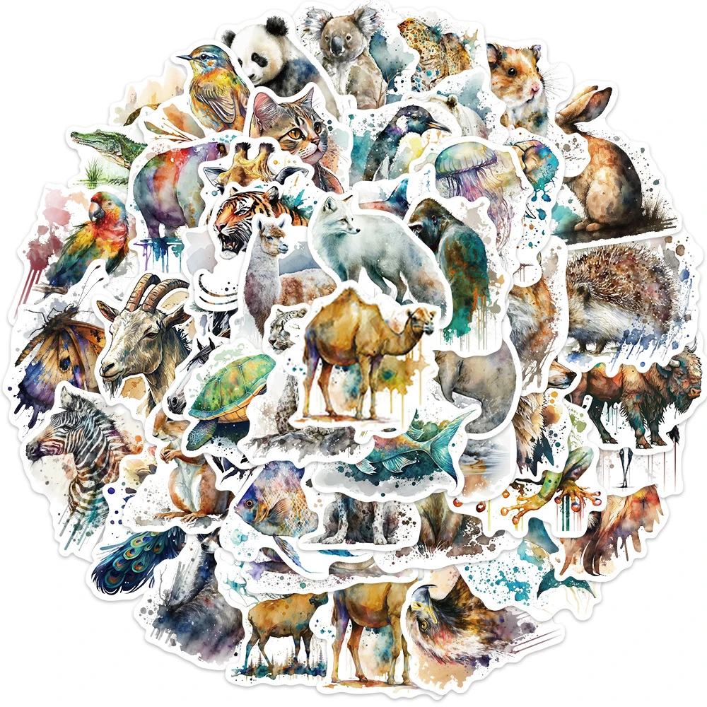 

10/30/50pcs Cute Cartoon Watercolour Animal Stickers Funny Decals DIY Laptop Phone Notebook Suitcase Decoration Sticker Kids Toy
