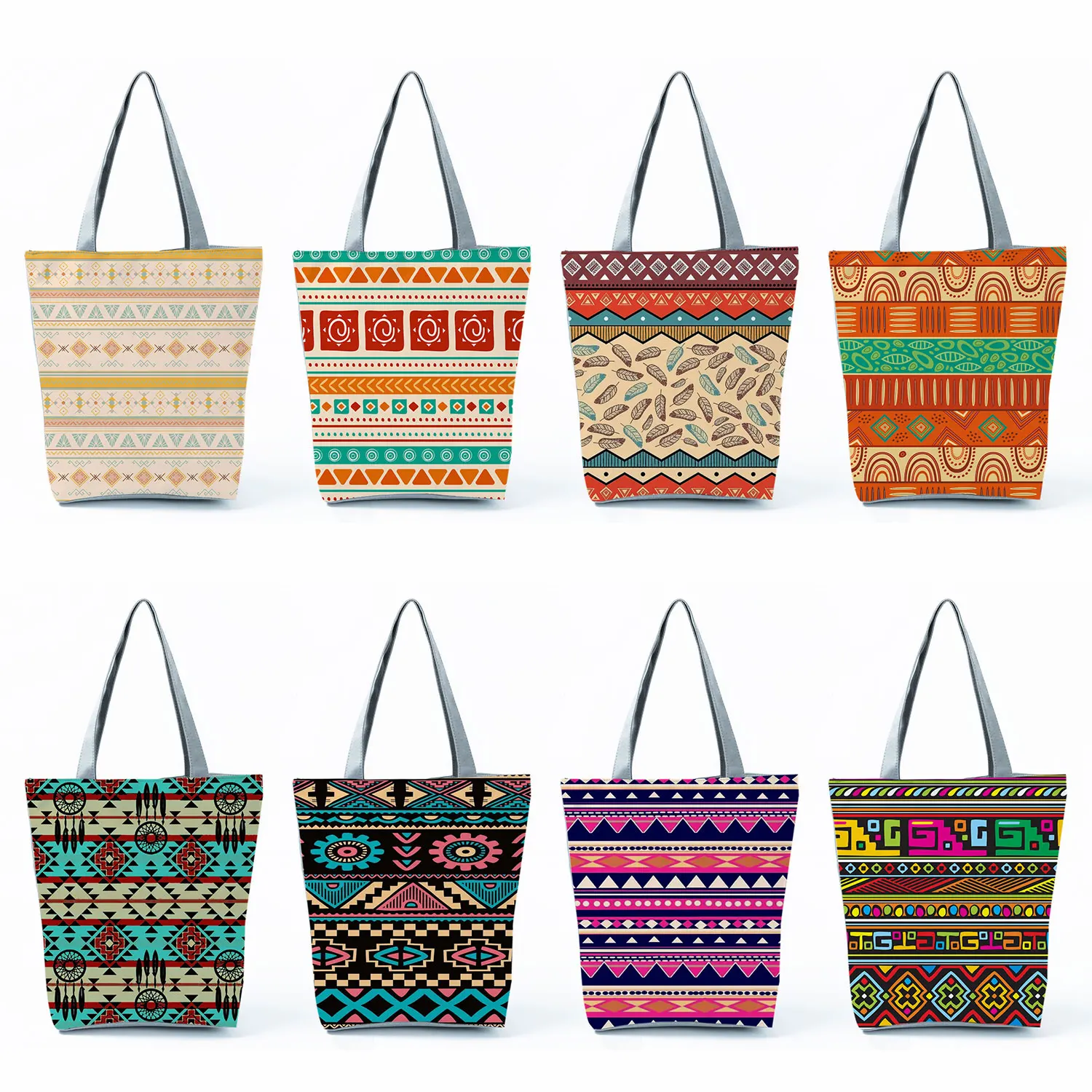 

Handbags for Women Shoulder Bags Ethnic Style Colorful Geometric Mandala Pattern Ladies Eco Reusable Portable Shopper Tote 2022