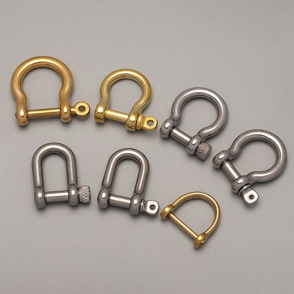 

10 Styles Screw Joint Connector Shackle Fob Bracelet Buckle D Bow Staples Key Ring Keychain Hook Solid Carabiner