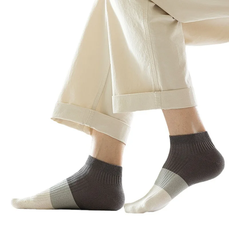 Sports Socks Cotton Ankle Socks Plain Color Boat Socks 5 Pairs Men Women Low Cut Breathable Comfortable Soft Thin Casual Non-Slip