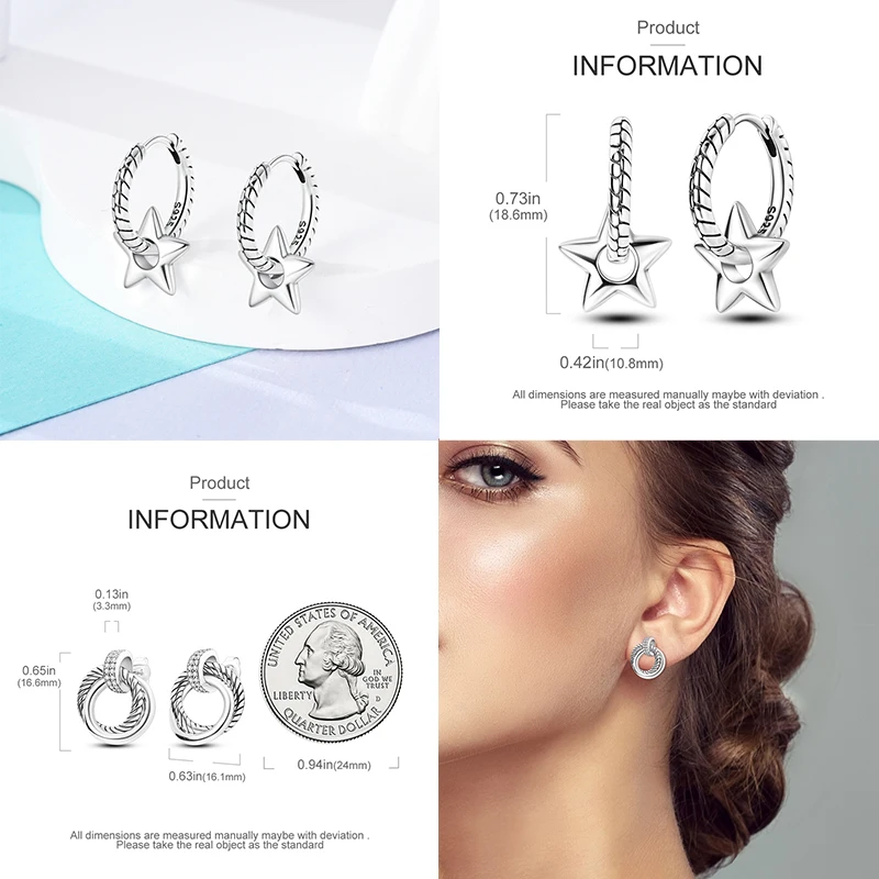 Hoop Earrings Silver Earrings Silver Hoop Earrings Womens Earrings 925 Sterling Silver Butterfly Crystal Star Colorful Feather Hoop Earrings For Women Wedding Engagement Birthday Gift