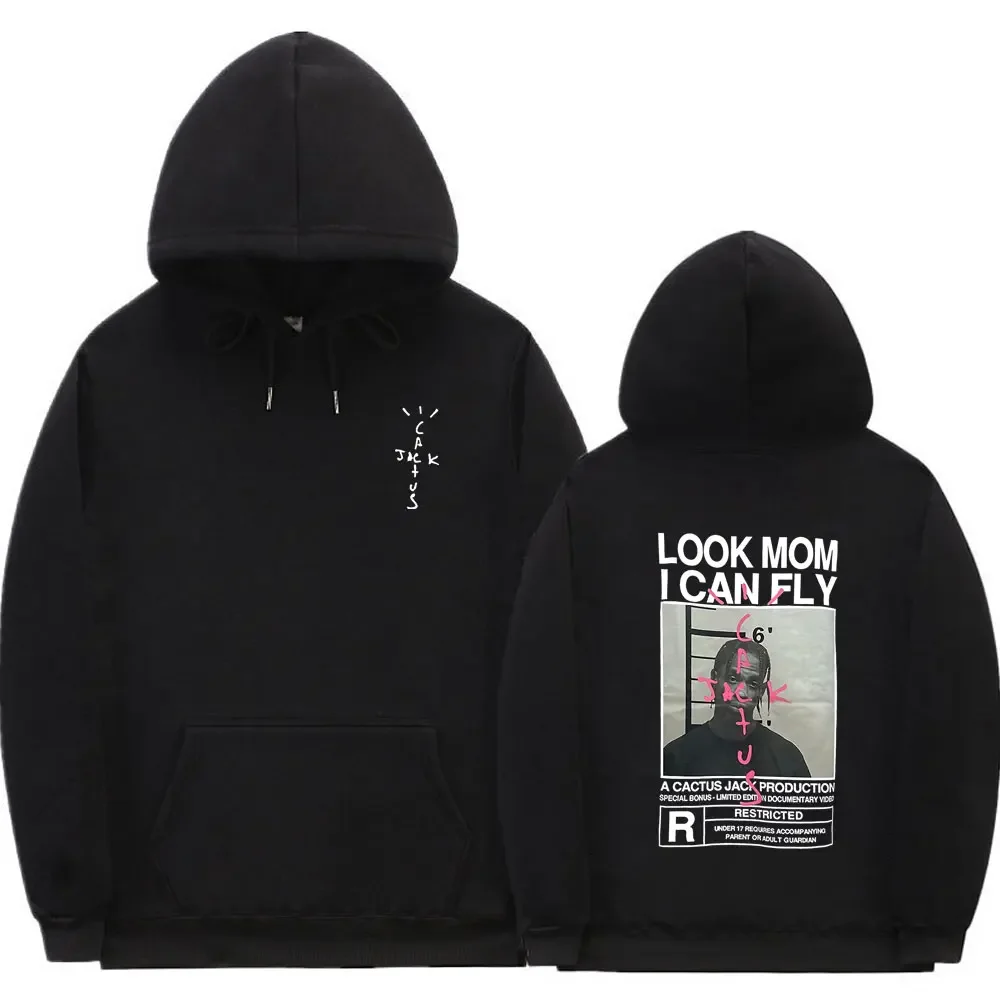 

Cactus Jack Hoodie Men Women Double-sided Graphic Sweatshirt LOOK MOM I CAN FLY Hoodies Unisex Fashion Hip Hop Streetwear Male